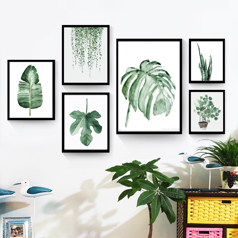 800x800 Fresh Green Plants Canvas Painting Fashion Watercolor Plants