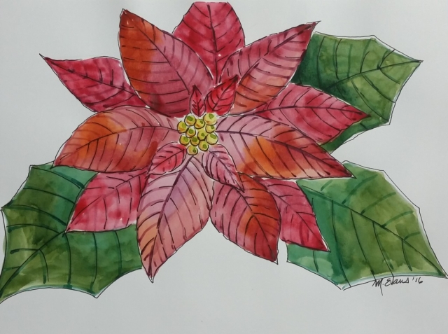 640x477 Holiday Watercolor Poinsettia Card Workshop