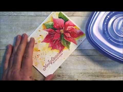 480x360 Hand Painted Watercolor Poinsettia Amp Embossed Sentament Christmas