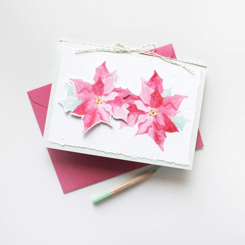 800x800 Handmade Poinsettia Christmas Card Custom Watercolor Invitations