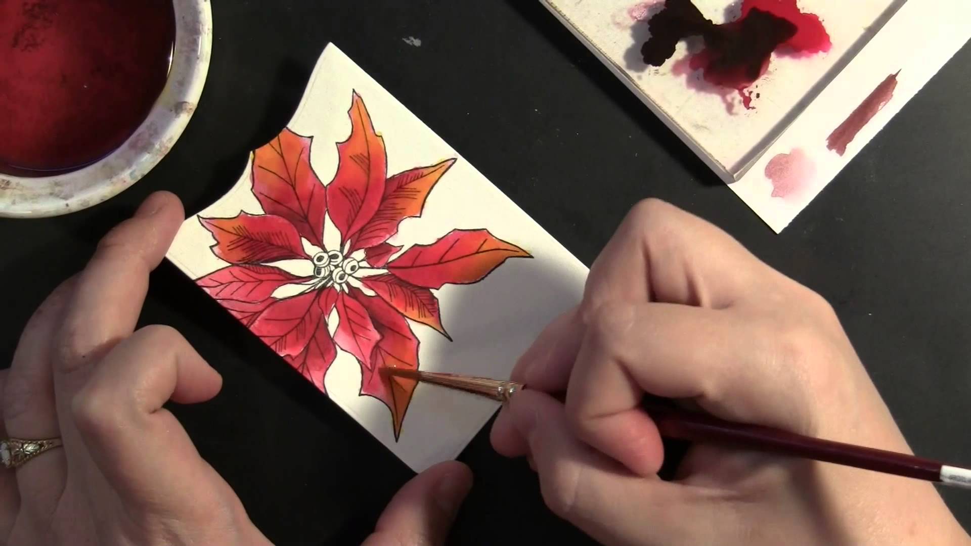 1920x1080 Pbampj Stamped And Watercolored Poinsettia