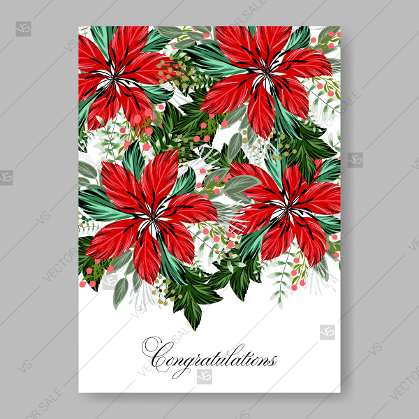 600x600 Red Poinsettia Wedding Invitation Floral Watercolor