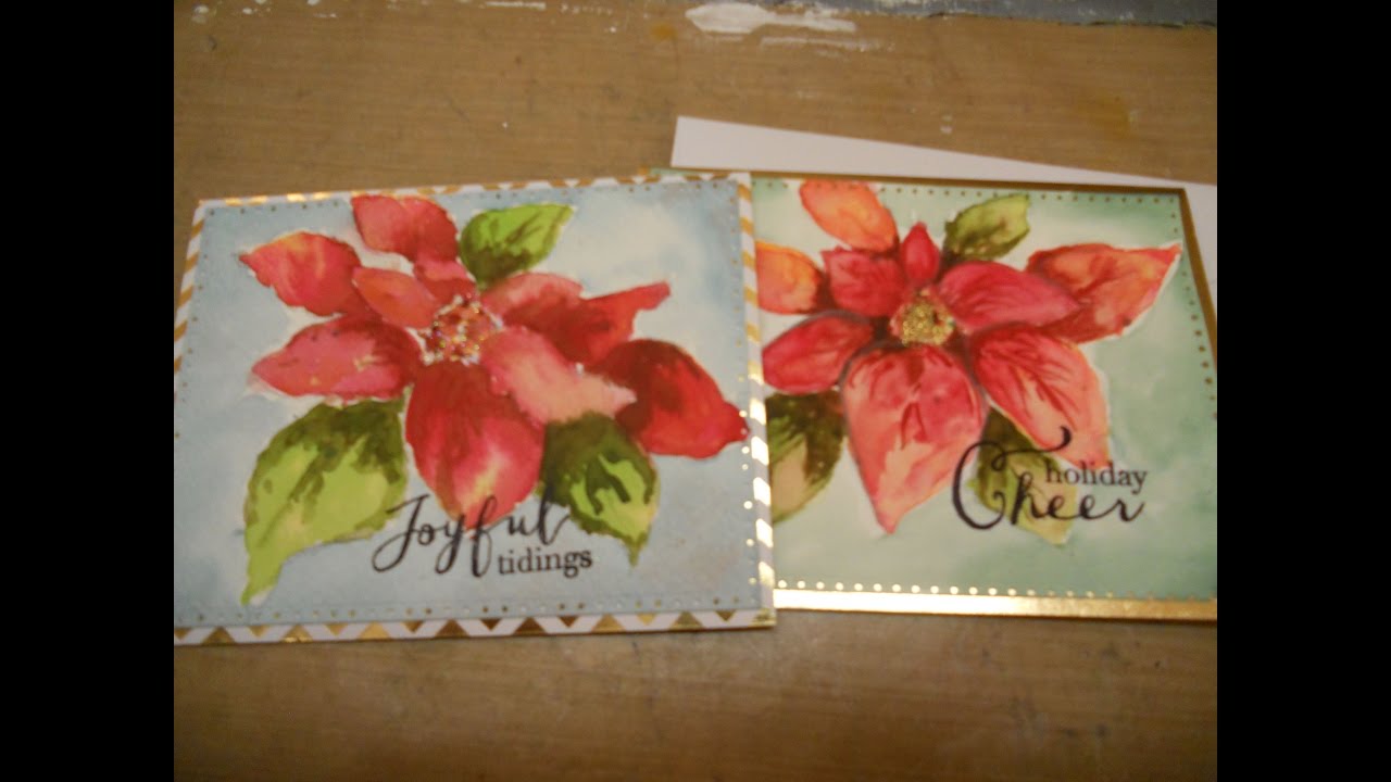 1280x720 Watercolor Poinsettia Holiday Card
