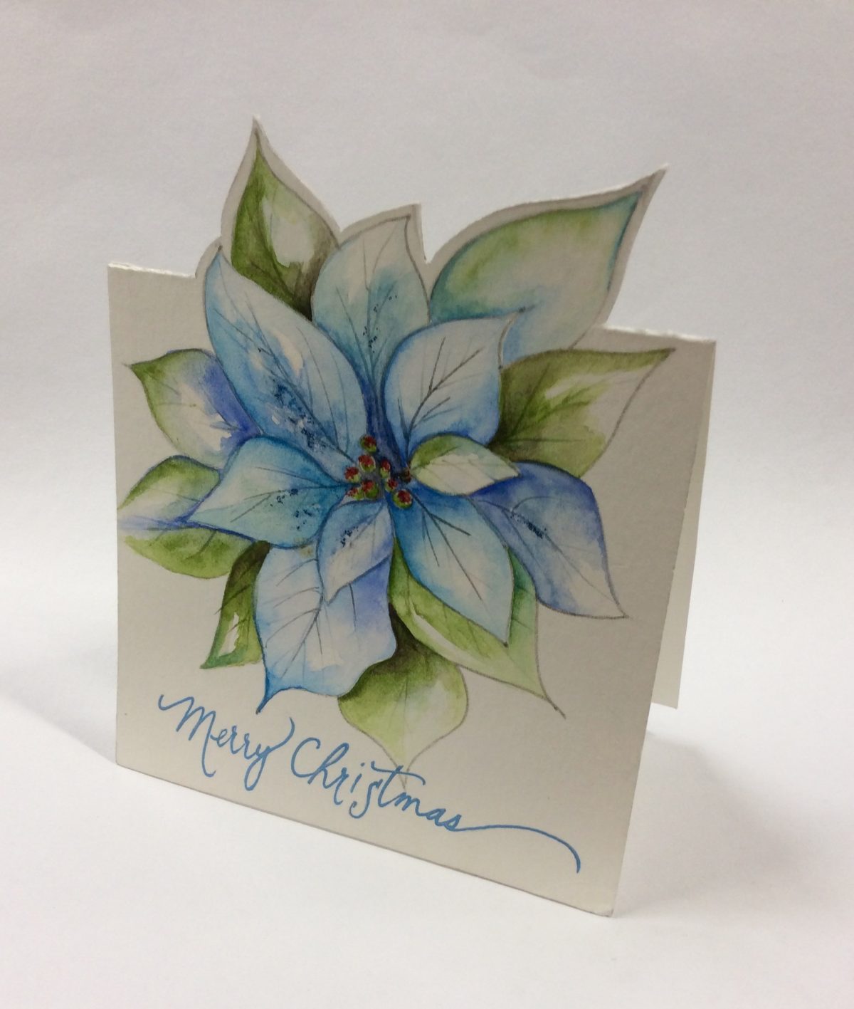 1200x1417 Blue Poinsettia Watercolour Card Paint Night Sally Towers Sybblis