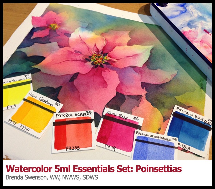 755x663 Poinsettias With Daniel Smith 5ml Essentials Watercolor Set, By