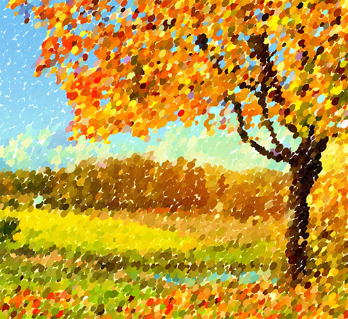 500x458 Pointillism Effect Painting With Colored Dots