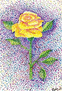 203x300 Original Watercolor ~ Only A Rose ~ Flower Yellow Dots Spots