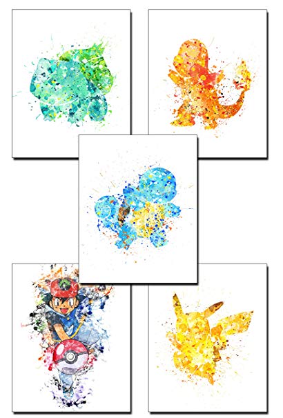 410x606 5 Pack Of Pokemon Watercolor Art Amazon.ca Home Amp Kitchen