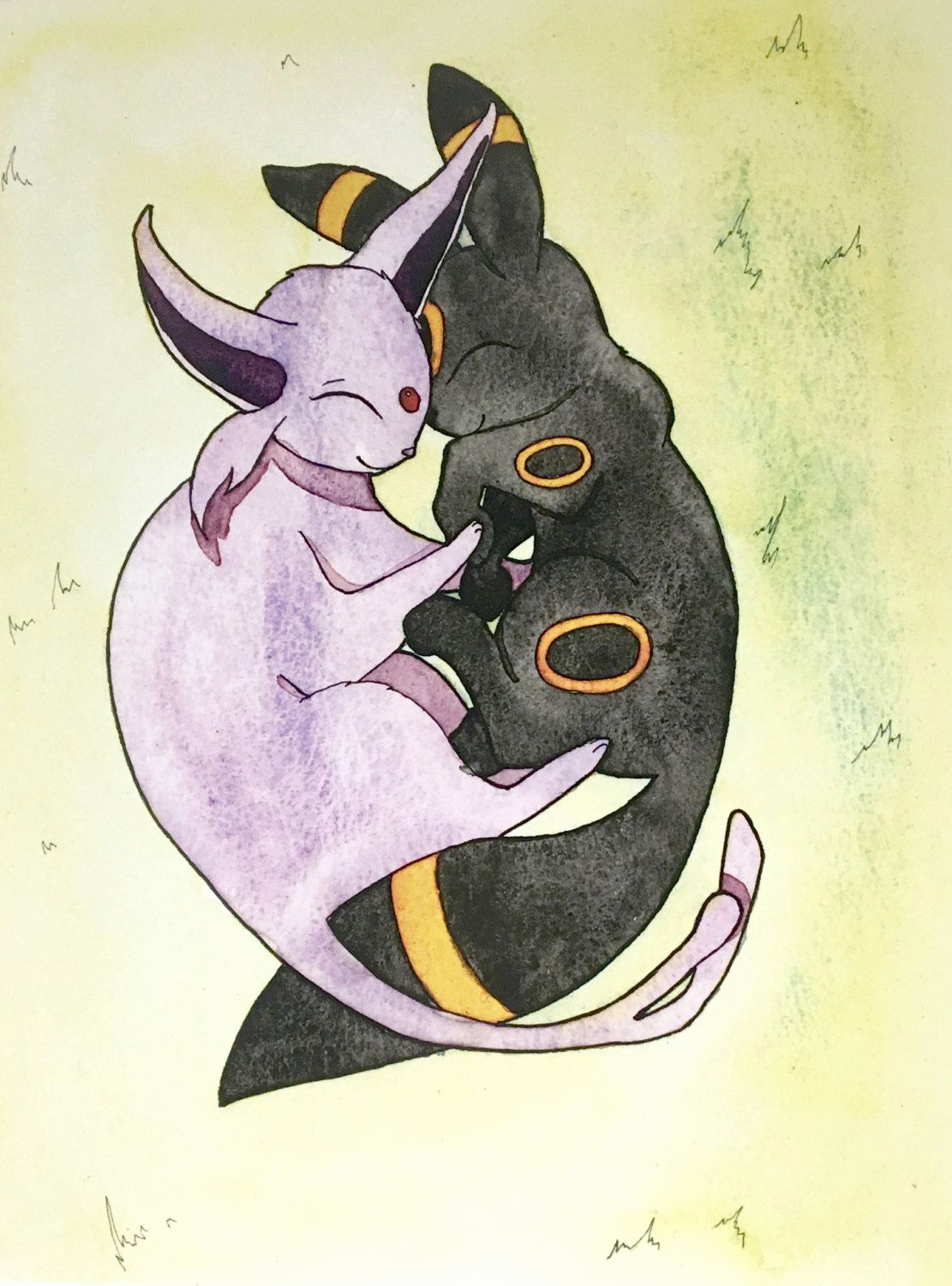 1111x1500 Print Pokemon Pictures Lovely Espeon And Umbreon Eeveelution Art