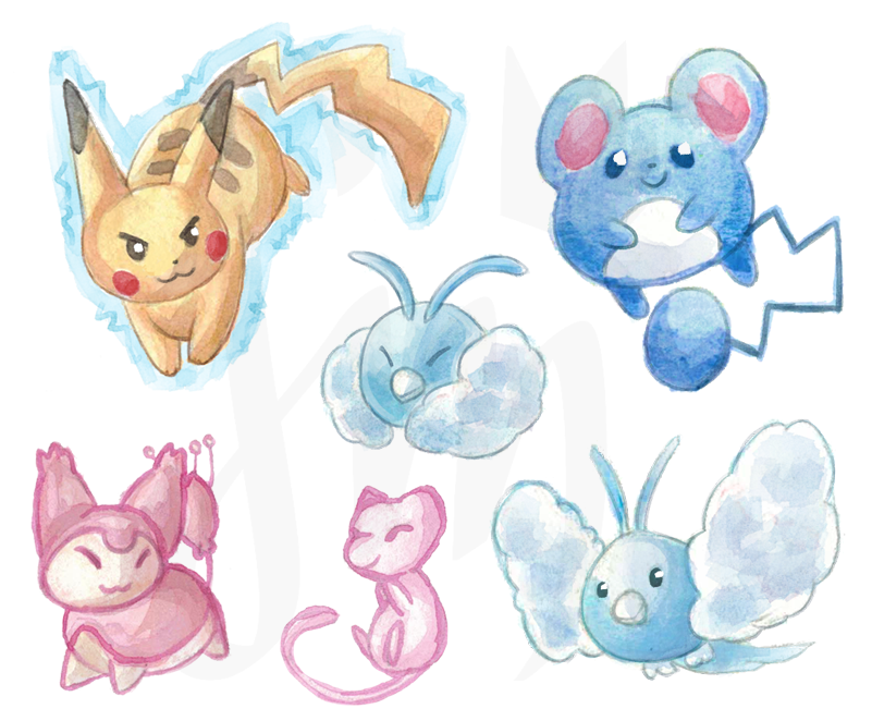 801x662 Fanart] Watercolor Pokemon By Floramisa