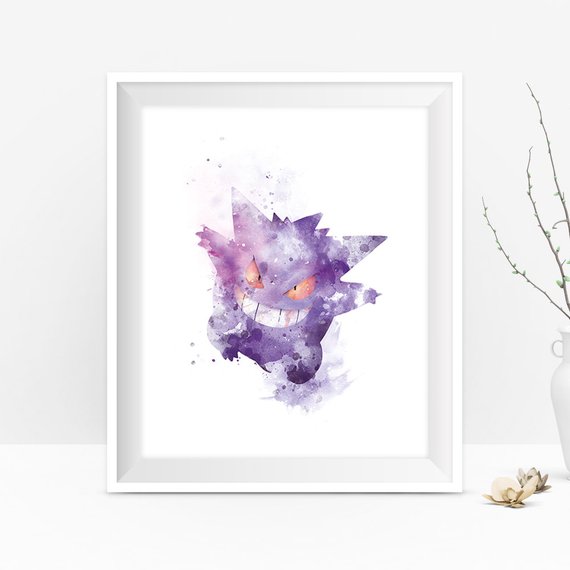 570x570 Gengar Watercolor Pokemon Prints Pokemon Art Pokemon Go Etsy