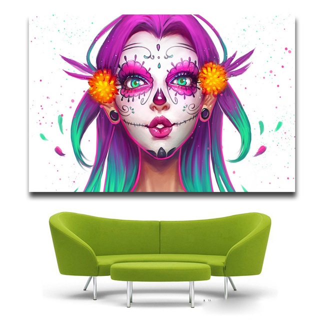 640x640 Decor Wall Art Abstract Beauty Canvas Print Watercolor Girl Face