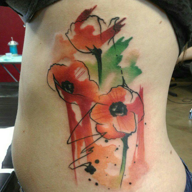 650x650 Watercolor Poppy Tattoos