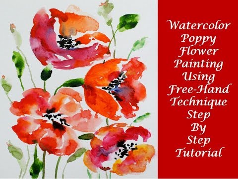 480x360 Watercolor Poppies Tutorial