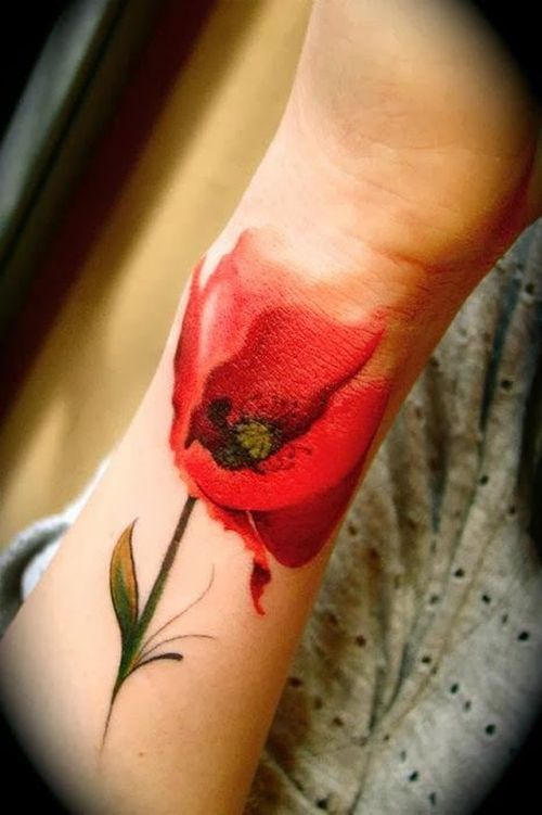 500x751 52 Stunning Watercolor Poppy Tattoo Ideas