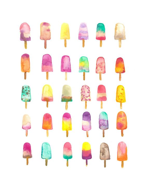 570x738 Popsicle Watercolor Print (8.5 X 11) Watercolor