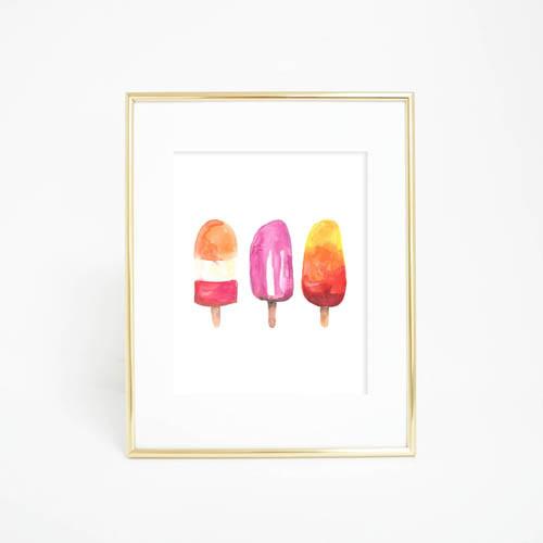 500x500 Watercolor Popsicle Ice Pop Trio Art Print Jetty Home