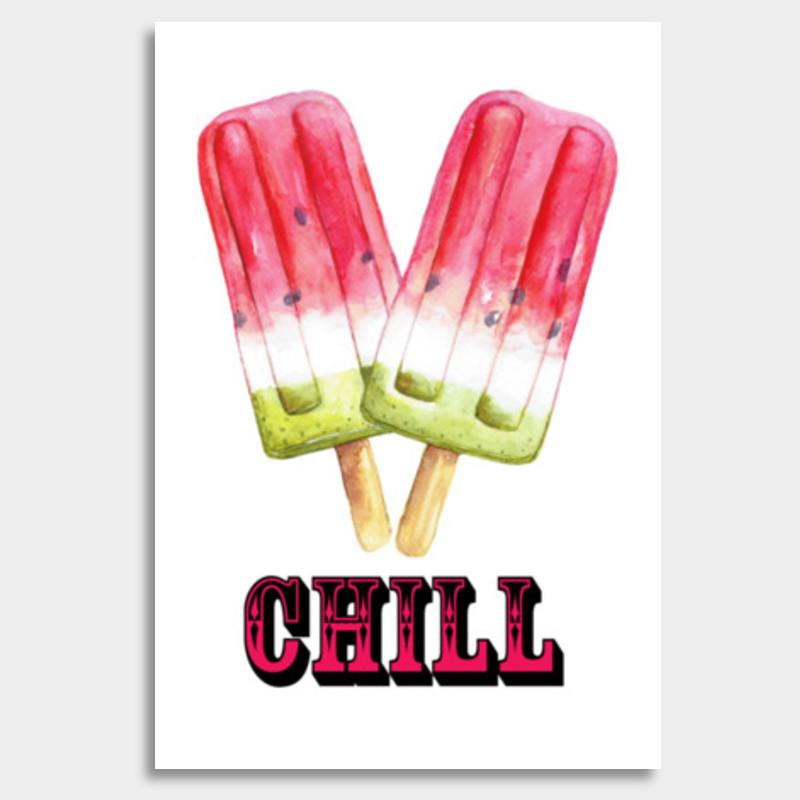 800x800 Watercolor Popsicle Painting Chill Typography Giant Poster