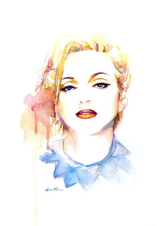 570x784 Madonna Pop Icon Watercolor Portrait Painting Print Vogue Etsy