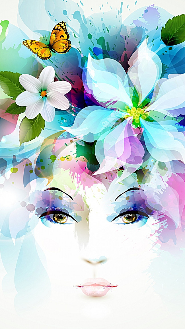 650x1155 Flowers Background H5 Girls Avatar, Flowers, Girls, Head Portrait