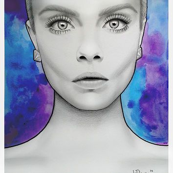354x354 Custom Made Portrait In Paper With Pencil And Watercolor