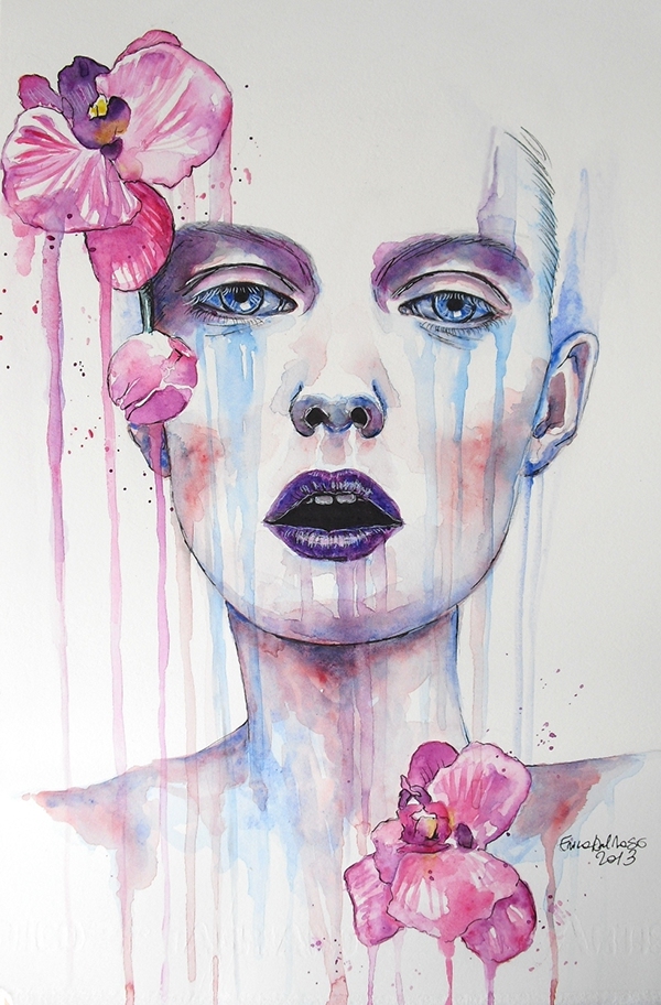 600x912 Surrealistic Watercolor Portraits On Behance