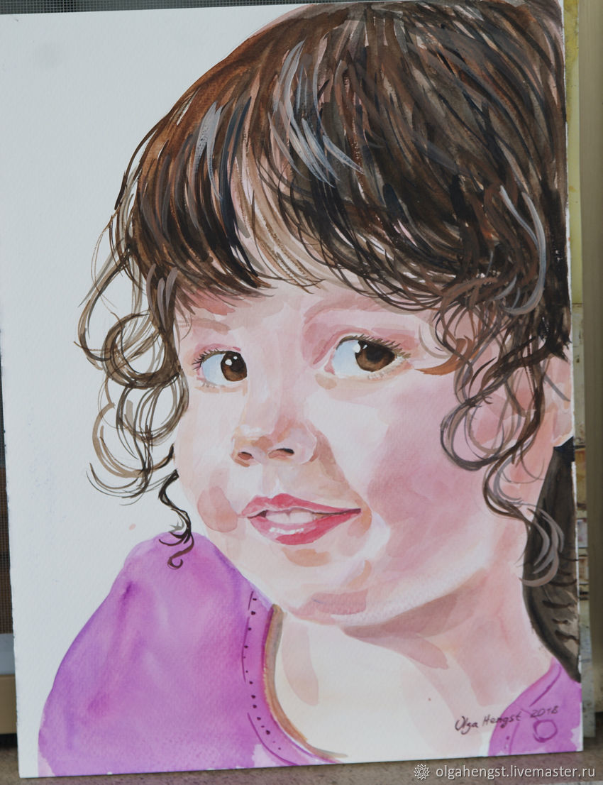 850x1106 Child Portrait Photo Watercolor Portrait To Order 30 X 40 Cm