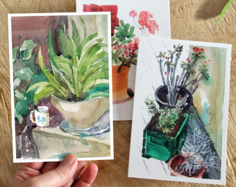 340x270 Watercolor Postcards Etsy