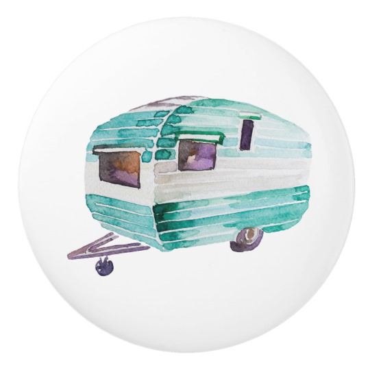 540x540 Watercolor Vintage Camper Trailer Knob Pull V. 5