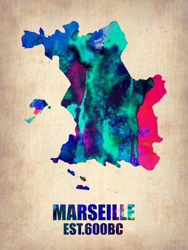 366x488 Marseille Watercolor Poster Plastic Sign By Naxart