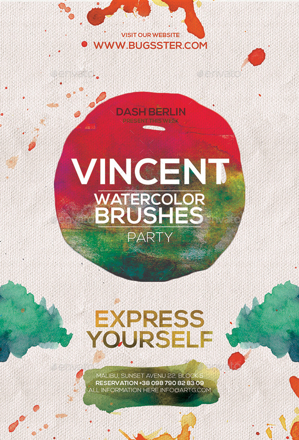 612x900 Minimal Modern Watercolor Posterflyer Template By Bugsster