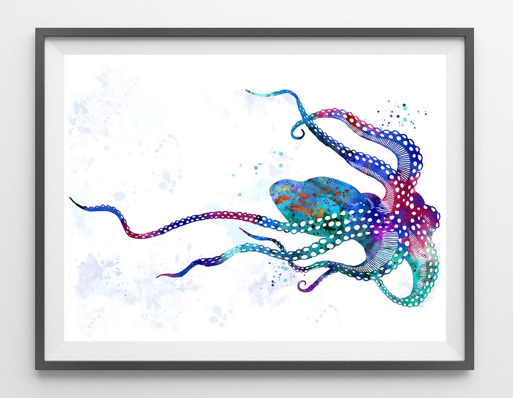 1024x794 Octopus Watercolor Poster Mimiprints