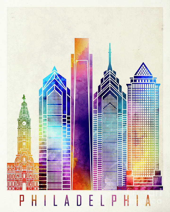 720x900 Philadelphia Landmarks Watercolor Poster Painting By Pablo Romero