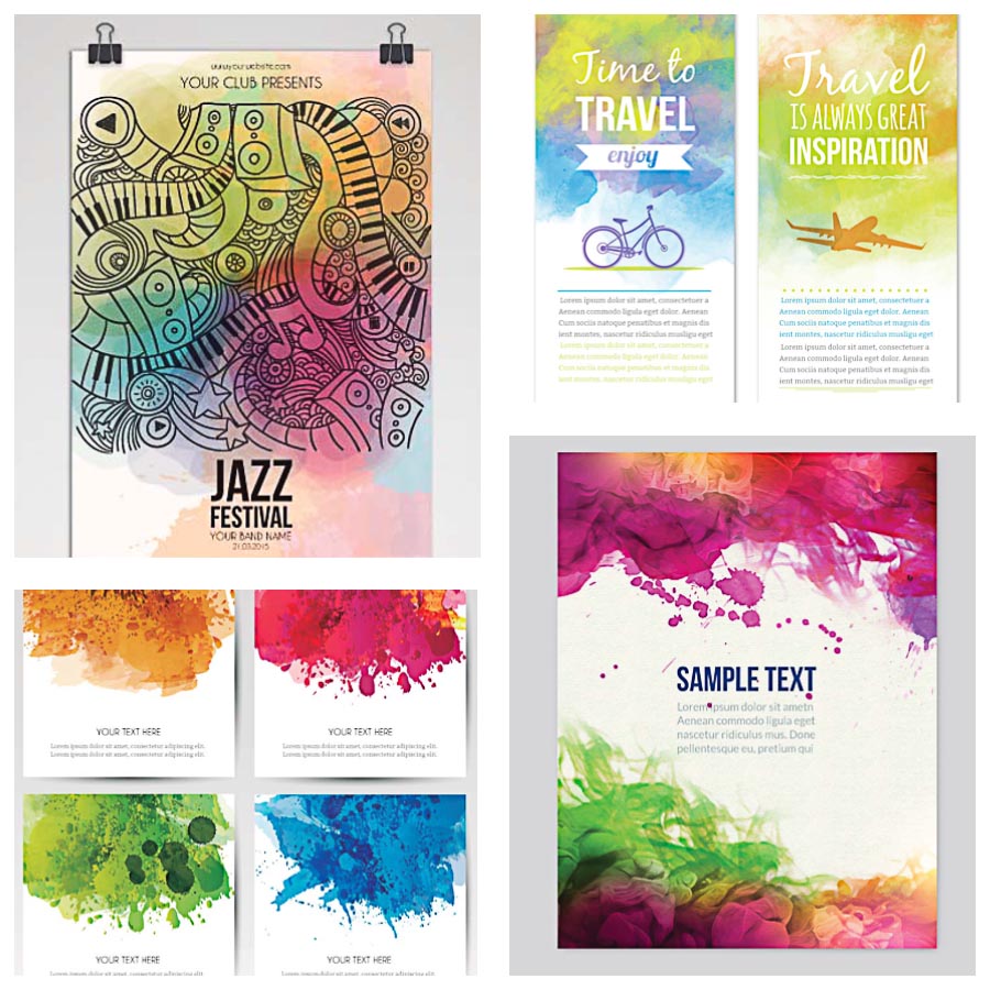 900x900 Watercolor Poster Music Set Vector Free Download