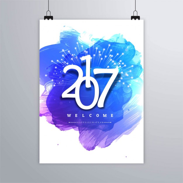 626x626 Watercolor Poster Of 2017 Vector Free Download
