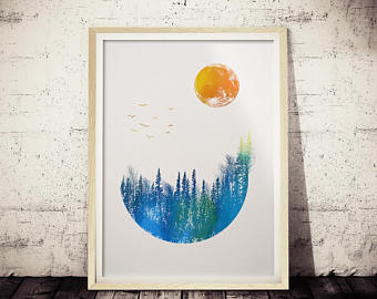 340x270 Black And Gold Nature Wall Art Art Print Watercolor Poster Etsy