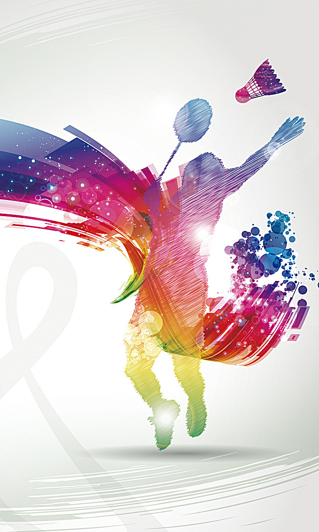 650x1083 Creative Watercolor Poster Silhouette, Badminton, Movement