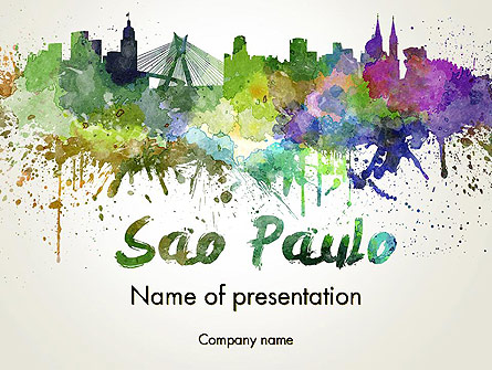 445x335 Sao Paulo Skyline In Watercolor Splatters Powerpoint Template