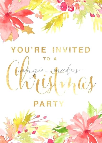 428x600 Party Invitation Template Cute With Watercolor Poinsettia Free