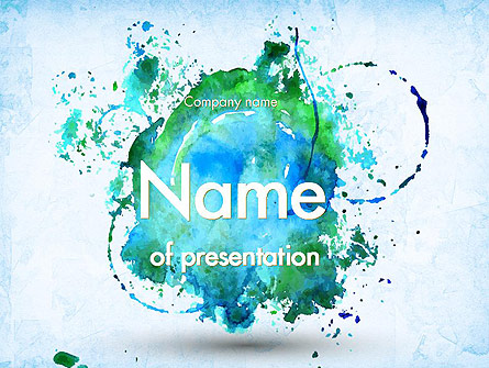 445x335 Turquoise Watercolor Stains Powerpoint Template, Backgrounds