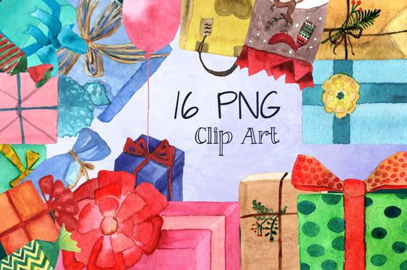 570x379 16 Png Watercolor Presents Clip Art Etsy