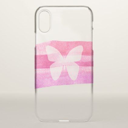 422x422 Pink Watercolor Strokes Amp Butterfly Iphone X Case