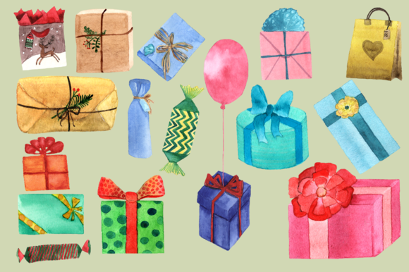 580x386 16 Png Watercolor Presents Clip Art