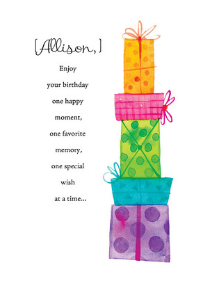 292x404 Watercolor Presents Happy Birthday Card Cardstore