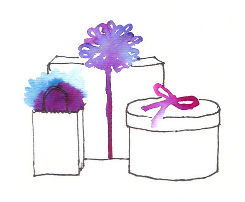 500x412 Watercolor Presents Christmas Presents Watercolor Artbybrooke