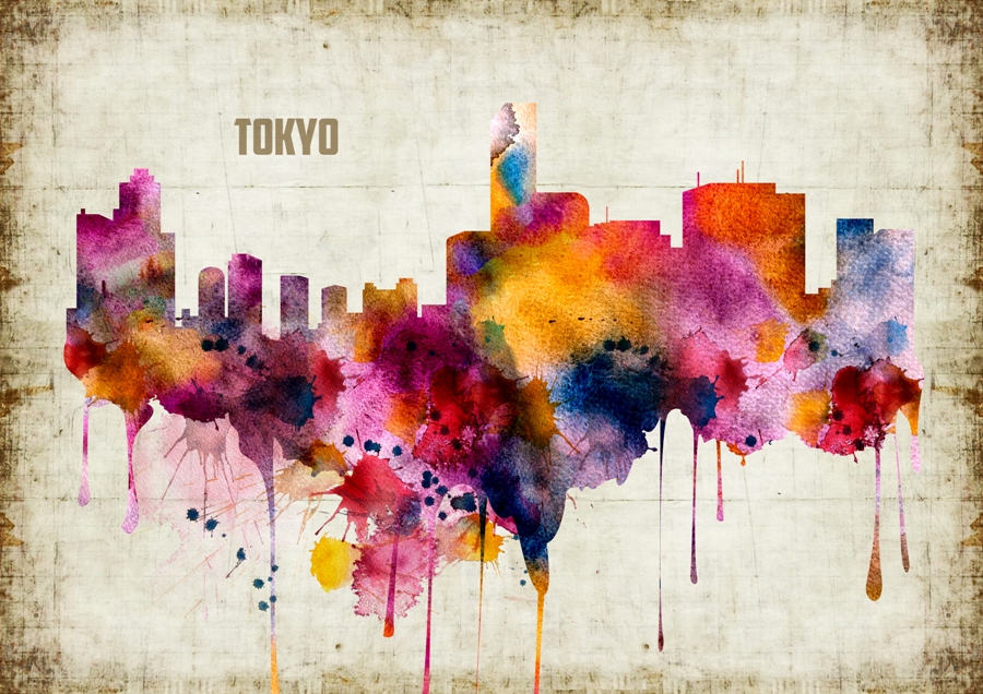 900x636 Tokyo City Watercolor Print