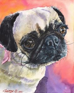238x300 Pug Cute Watercolor Print Of The Original Watercolor Painting