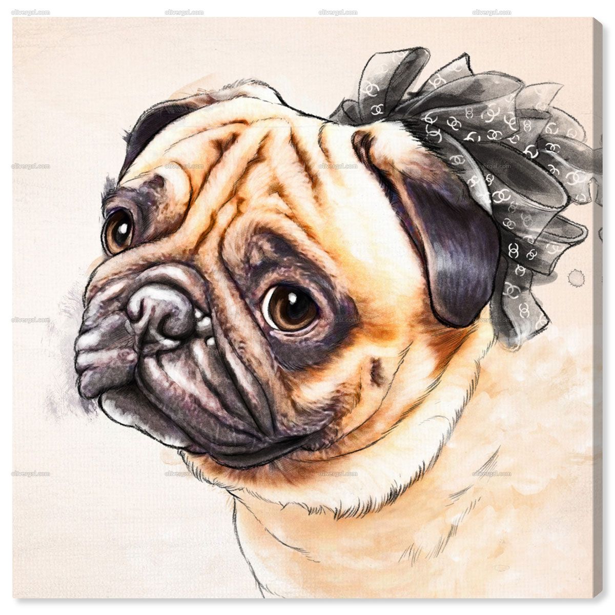 1200x1200 Watercolor Pug Wall Art Artwork Pets Dog Art Oliver Gal