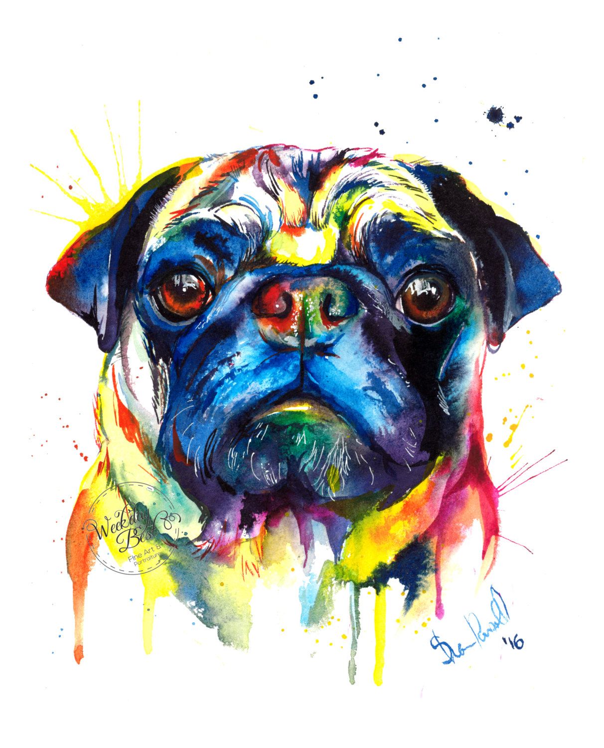 1212x1500 Colorful Pug Art Print