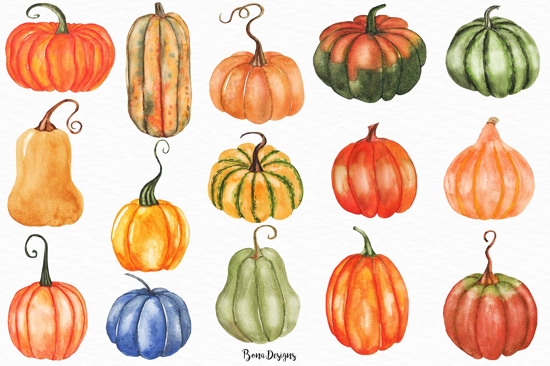 1820x1214 Watercolor Autumn Pumpkin Bundle
